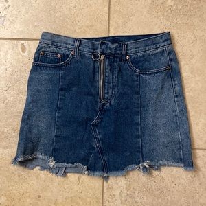American Threads Denim Mini Skirt with Frayed Edge